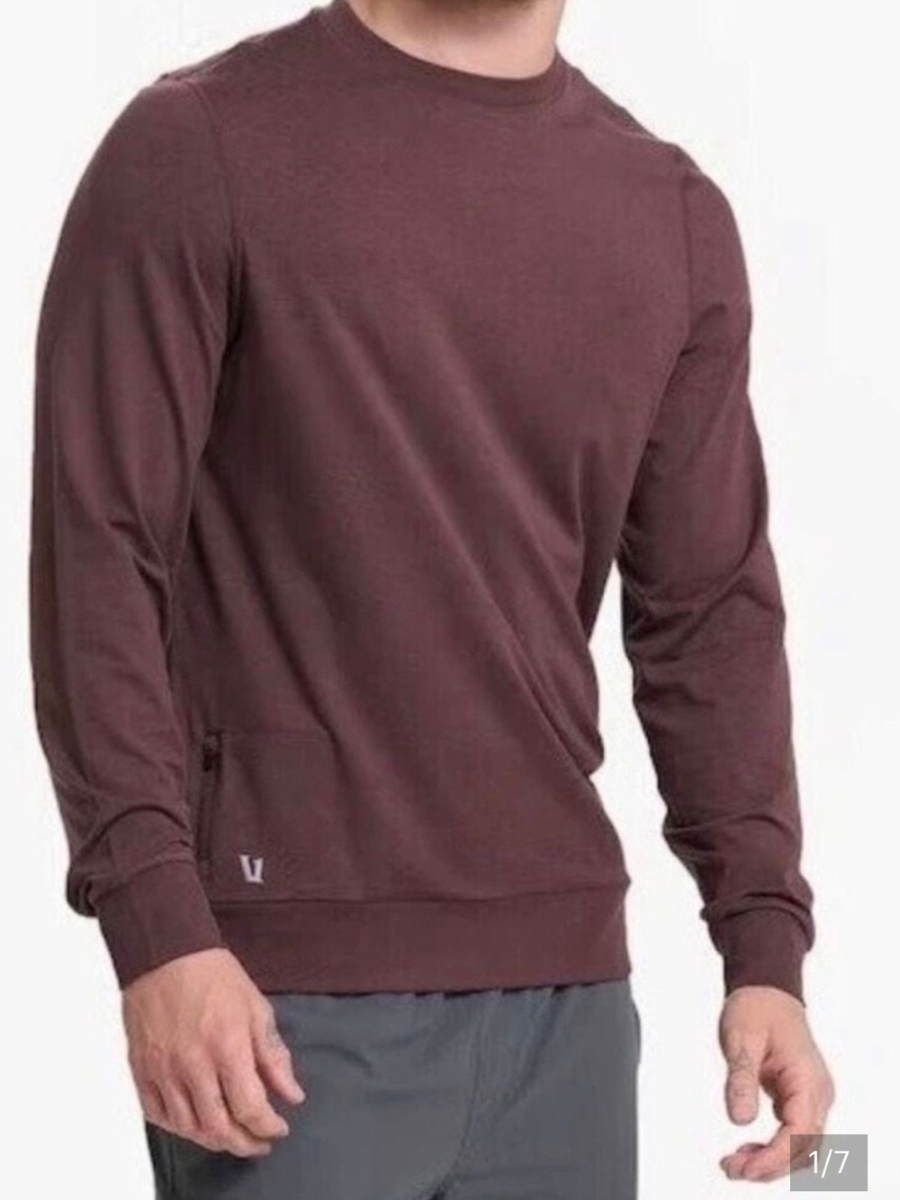 Vuori Men’s Brown Ponto Performance Crew Pullover Long Sleeve Sweater Large